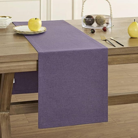 ZeeMart Basic Linen Style Table Runner, 14 x 48 Inch Dark Purple Chambray, Rustic Farmhouse Purple Table Runners 48 Inches Long, Everyday Polyester Table Runner - Machine Washable & Easy Care