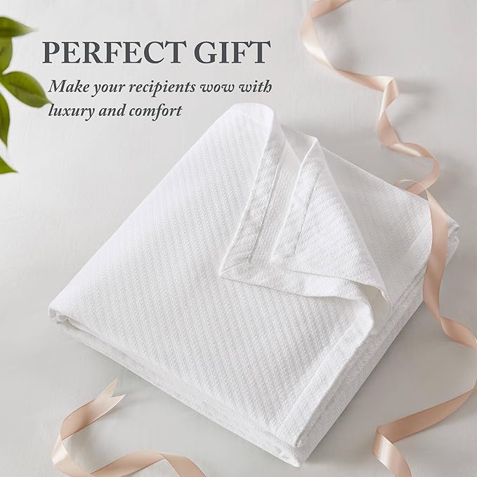 Madison Park Liquid Cotton Luxury Blanket Premium Soft Cozy 100% Ring Spun Cotton For Bed , Couch or Sofa, Twin, White