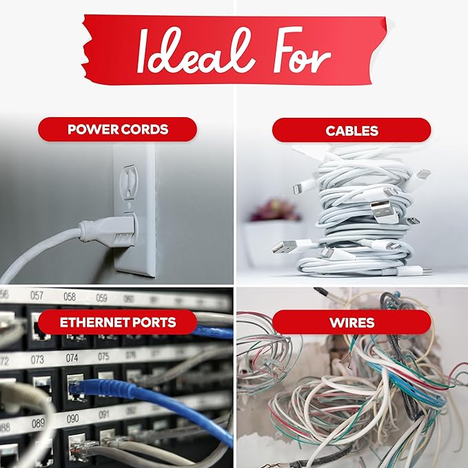 XFasten Cable Labels Tags for Cable Management 240 pcs Waterproof Cord Labels for Electronics 8 Colors Easy to Write On and Smudge-Resistant for Ethernet Cord, Charger, Audio Wires