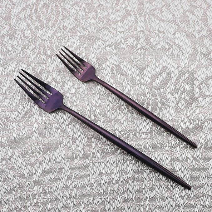 Gugrida Portable Silverware Set - 20-Piece Flatware Cutlery Set - 18/10 Stainless Steel - Mirror Polishing Purple - Travel Elegant Modern Utensils - Service for 4 Include Steak Knife Dinner Fork Spoon