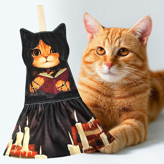 PAT JUUMG Cat Hand Towels, Cute Decorative Hanging Face Towels for Bathroom Kitchen, Super Absorbent Soft, Cat Lovers Gifts for Women, Housewarming for People Who Love Cats
