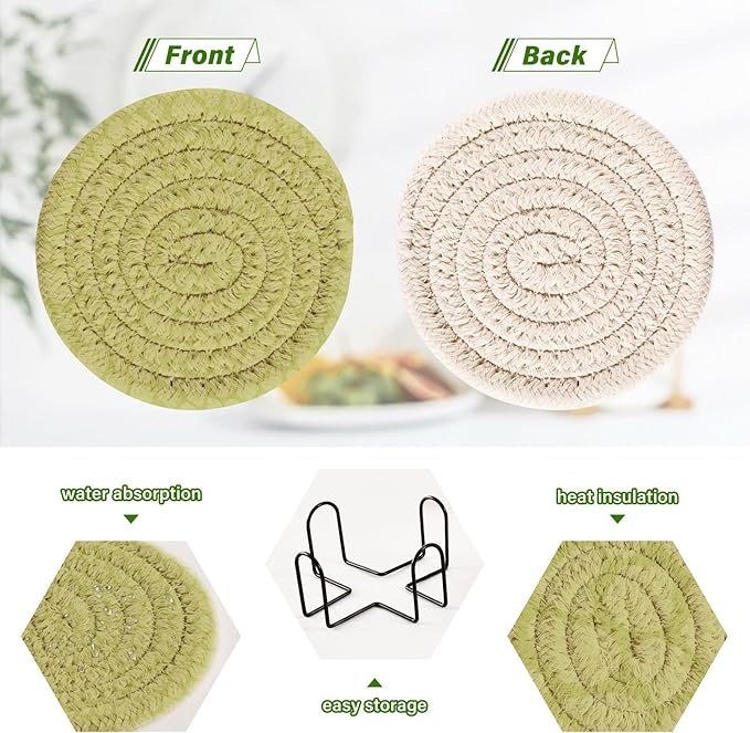 Dinosaur Skin Drink Coasters, Handmade Cotton Absorbent Coaster Set of 6, Minimalist Home Decor for Coffee Table, Kitchen, Housewarming and Wedding Registry Ideas