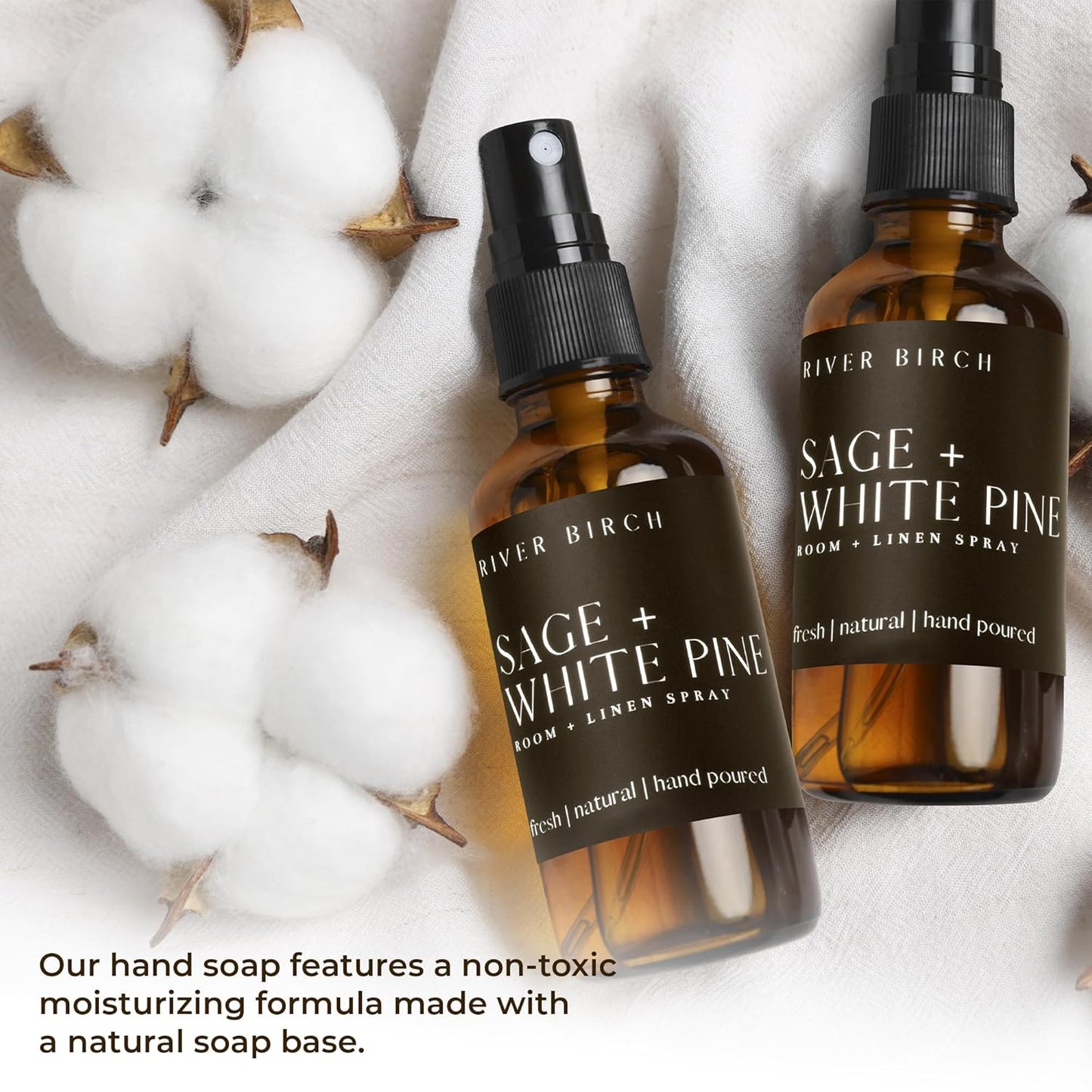 Luxury Linen & Room Spray — Sage + White Pine, Handmade, 4oz Amber Glass