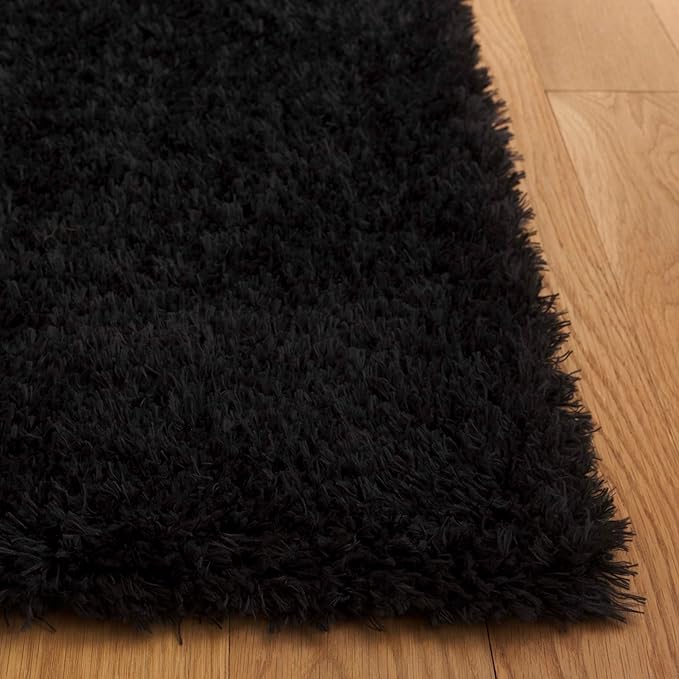 SAFAVIEH Lindsay Shag Collection Area Rug - 6' x 9', Black, Contemporary Design, 1.8-inch Thick, Ideal for The Living Room, Dining Room, Bedroom (LNS560Z-6)