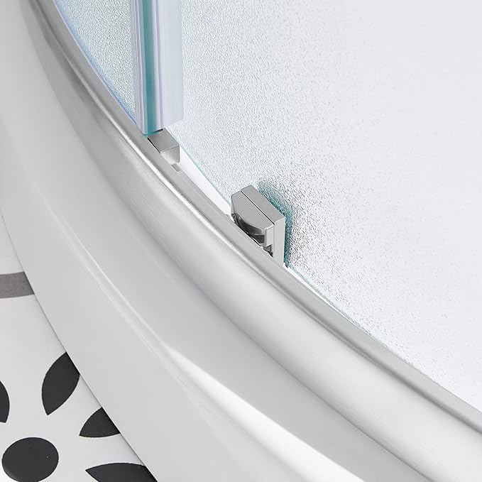 OVE Decors Breeze 36 in. Corner Shower Frosted Sliding Door with Base in Satin Nickel Finish