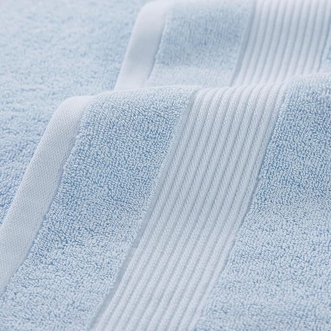 Arkwright Solid Bath Towels, Pack of 4, 100% Cotton 600 GSM Soft Absorbent Bathroom Towels for Hotel, Spa or Vacation Rental, 54 x 27 in, Misty Blue