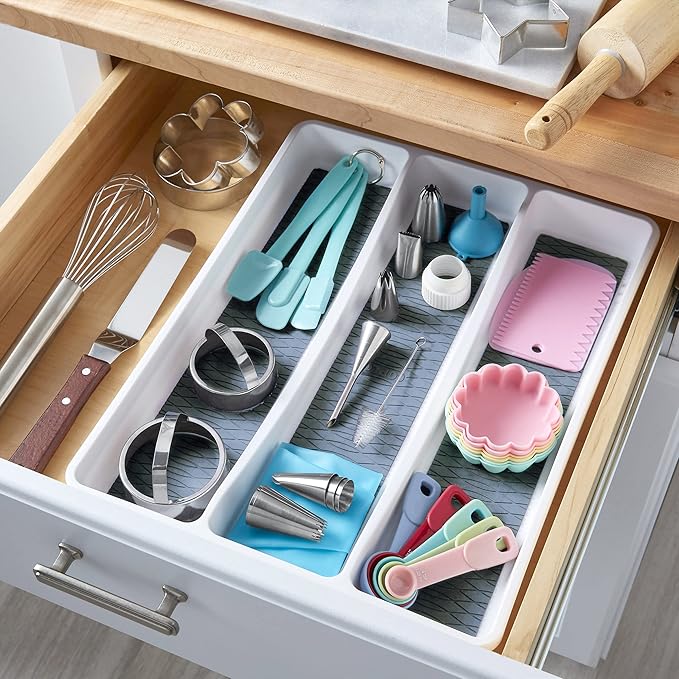 Copco Basics 3 Compartment Drawer Organizer, 15.74 x 12.79 x 1.75-Inch, Faded Denim