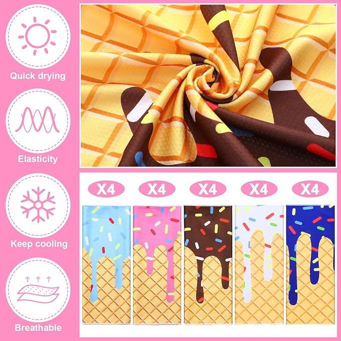20 Set Baseball Cream Drip Cooling Towels with Bags 40 x12 Ice Cooling Towels Microfiber Sweat Sport Rags Absorbent Chilly Wash Cloth for Hot Weather Workout Yoga Gym Coach Sport Party Favors