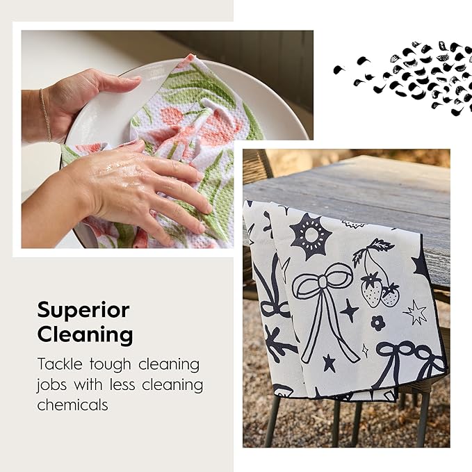 Bar Towels for Kitchen - Spring & Summer Collection - Premium Towels for Cleaning Dishes & Glassware - Absorbent & Fast Drying Kitchen Towels - Soft Floral, 12" x 14" - 1-Piece