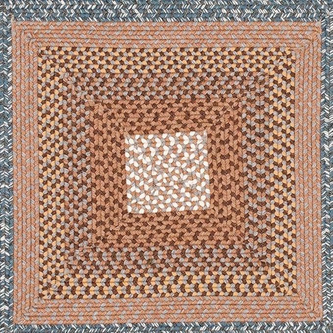 SAFAVIEH Washable Rug Outdoor Braided Collection - 9' Square, Brown & Multi, Handmade & Reversible, Non-Shedding & Easy to Clean, Ideal for Patio, Backyard, Mudroom (BRD313A)