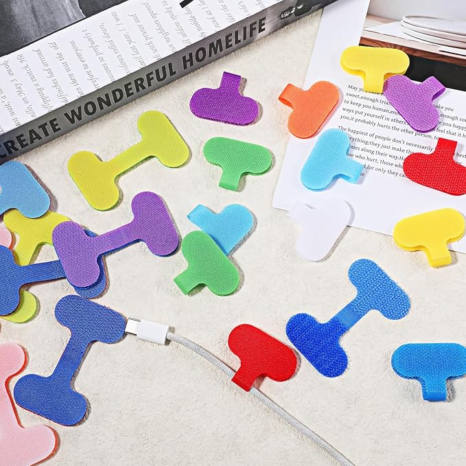32 Pcs Cable Labels Multi Color Durable Cord Labels with Writable Surface Waterproof Cables Tags for Electronics Organization Self-Adhesive Nylon Wrap-It Cable Label for Electronics(8 Colors)