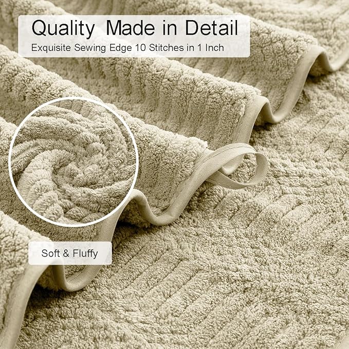 Oliven 8 Pcs Tan Oversized Bath Towel Set-2 Extra Large Bath Sheets,2 Hand Towels,4 Washcloths-600GSM Soft Highly Absorbent Quick Dry Beach Chair Towels