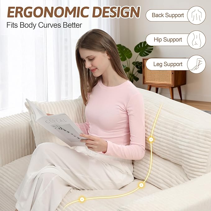 Convertible Sofa Bed, Pull Out Boneless Couch Loveseat Floor Sofa Bed with Pillows, 2-Seater Folding Sofa Loveseat Boneless Couch for Living Room, Bedroom, Apartment, Office (Beige)