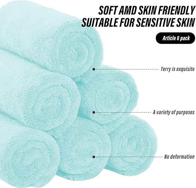 6 Pack Premium Hand Towels - Quick Drying - Microfiber Coral Velvet Highly Absorbent Towels - Multipurpose Use as Hotel, Bathroom, Shower, Spa, Hand Towel 16 x 28 inches (Frozen Blue)