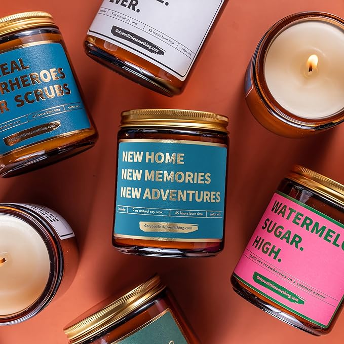 House Warming Gift for New Home | Lavender Vanilla Scented Candle, 100% Soy Wax, Long Burn Time | Cute Housewarming Gift Idea for Women, Men, Friends, Neighbors for New Apartment, First Time Homeowner
