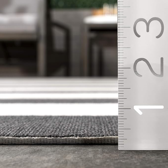 nuLOOM Christa Black/Off White, 3' x 5', Striped, Soft and Cozy, High Traffic, Stain Resistant, Easy Clean, Durable Area Rug for Indoor/Outdoor Patio, Deck, Porch, Garden, Courtyard