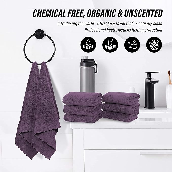 18 Pack Premium Hand Towels - Quick Drying - Microfiber Coral Velvet Highly Absorbent Towels - Multipurpose Use as Hotel, Bathroom, Shower, Spa, Hand Towel 16 x 28 inches (Plum)
