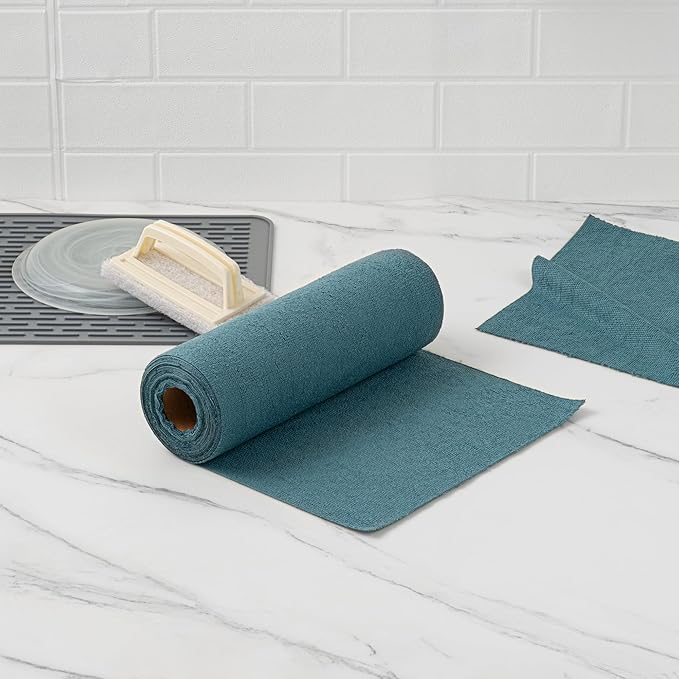 Clean Tek Professional 11.8 x 11.8 Inch Microfiber Towel Rolls, 300 Reusable Towel Rolls - Tear Away, Perforated, Teal Microfiber Cleaning Roll, For All The Cleaning Tasks