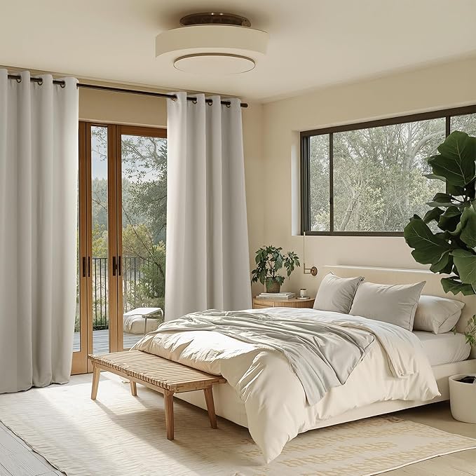 NICETOWN Room Darkening Draperies Curtains Panels, 2 Panels Natural W52 x L84