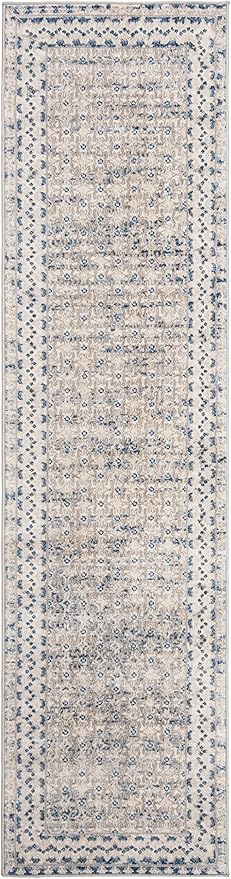 SAFAVIEH Brentwood Collection Runner Rug - 2' x 12', Light Grey & Blue, Traditional Oriental Distressed Design, Non-Shedding & Easy Care, Ideal for High Traffic Areas in Living Room, Bedroom (BNT899G)