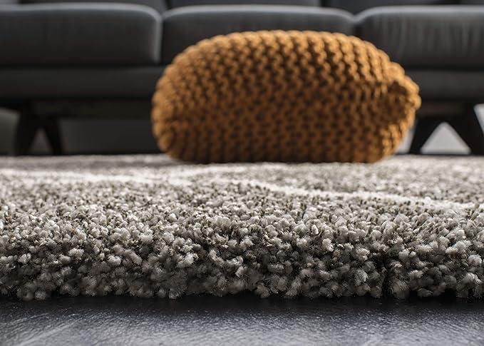 SAFAVIEH Hudson Shag Collection Runner Rug - 2'3" x 10', Grey & Ivory, Modern Trellis Design, Non-Shedding & Easy Care, 2-inch Thick Ideal for High Traffic Areas in Living Room, Bedroom (SGH281B)