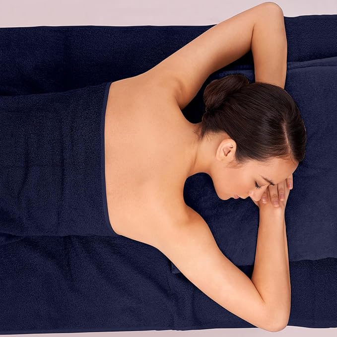 Bath Sheets – Extra Large Bathroom Sheet Set – Pack of 2 Jumbo Towels Navy Blue (71x35in) – 100% Cotton Soft Quick Dry Large Bath Towels for Adults Hotel Spa Bathroom Use
