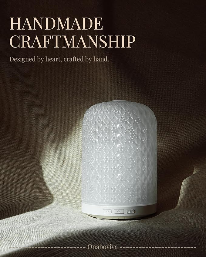 Essential Oil Diffuser - 2.4MHz Ultrasonic Glass Diffuser for Home, 120ml, Pulse&Continuous Mist, Bright/Dim/Breathing Lighting, Waterless Auto-Off, Aromatherapy Diffuser with USB Cable