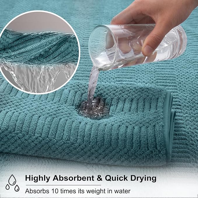 8 Piece Oversized Turquoise Bath Towel Set-2 Extra Large Bath Towel Sheets,2 Hand Towels,4 Washcloths-600GSM Soft Highly Absorbent Quick Dry Beach Chair Towels Woven Towels for Bathroom Hotel and Spa