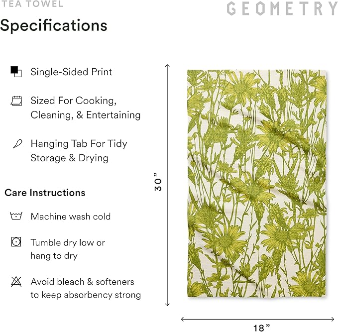 Tea Towels – Spring & Summer Collection – Quick-Dry, Ultra-Absorbent, Reusable Microfiber Kitchen Towels for Drying & Cleaning - Golden Botanica - 1 Pack