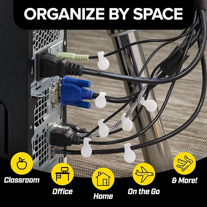 Cable Labels by Wrap-It Storage, Mini, White (60 Pack) Cord Labels, Wire Labels, Cable Tags and Wire Tags for Cable Management and Organizer for Electronics, Computers and More