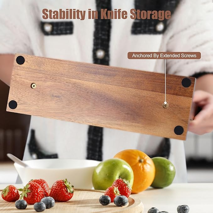 imarku Magnetic Knife Block Holder, Double Sided Kitchen Knife Holder for Counter Top, Universal Knife Block without Knives, Magnetic Knife Holder with Knife Sharpener, Best Gifts