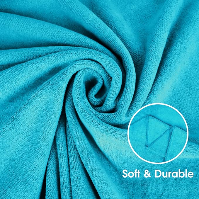 Bath Towel, Microfiber Bath Towels Set, 4 Pack (30" x 60") - Large Size, Extra Absorbent, Quick Drying, Multipurpose Use as Hair Wrap for Women, Bath, Fitness, Sports, Yoga, Teal