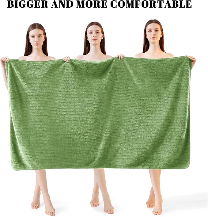 Bath Towels Set of 4 Extra Large 35 x 70 Inches,Luxury Thick High Absorbent and Quick Dry Bath Sheet,Ultra Soft Microfiber,Bathroom,Beach,Yoga,Sport,SPA,Fitness (Sage Green)