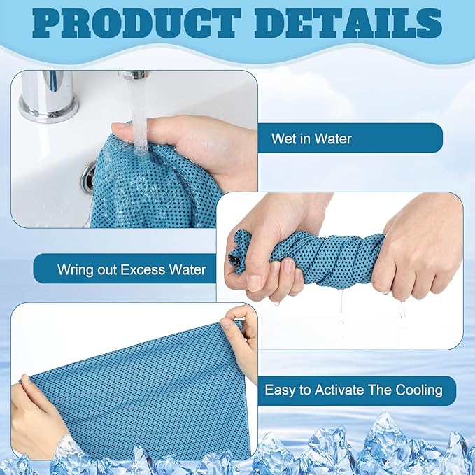Cooling Towel Bulk - Neck & Face Cool Chilly Towels Microfiber Breathable Sport Sweat Rag for Gym, Yoga, Travel, Camping, Running, Outdoor