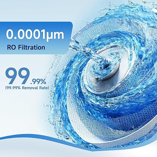 AQUALTRA USF-4RF-100 100 GPD Alkaline Reverse Osmosis System 3: 1 Pure to Drain Under Sink Water Filtration System with Dedicated Faucet