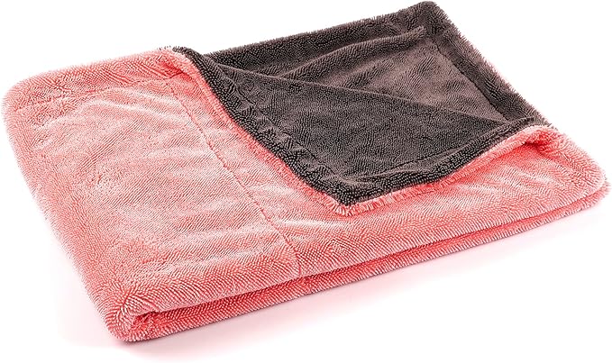 24" x 36" Universal Pink Car Drying Towel – 1200 GSM Rinse-Free Double-Sided Microfiber – Plush, Super Absorbent Towel for Car Wash & Detailing