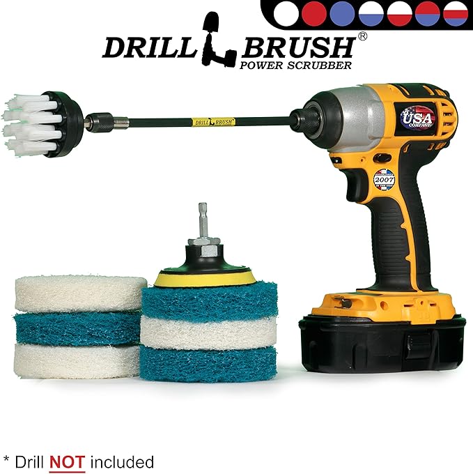 Cleaning Supplies - Drill Attachment - Drill Brush - Drill Power Scrubber Pads - Scrub Brush - Kitchen - Refrigerator - Stove - Cooktop - Oven Rack - Kitchen Sink - Power Scrubber for Pots and Pans
