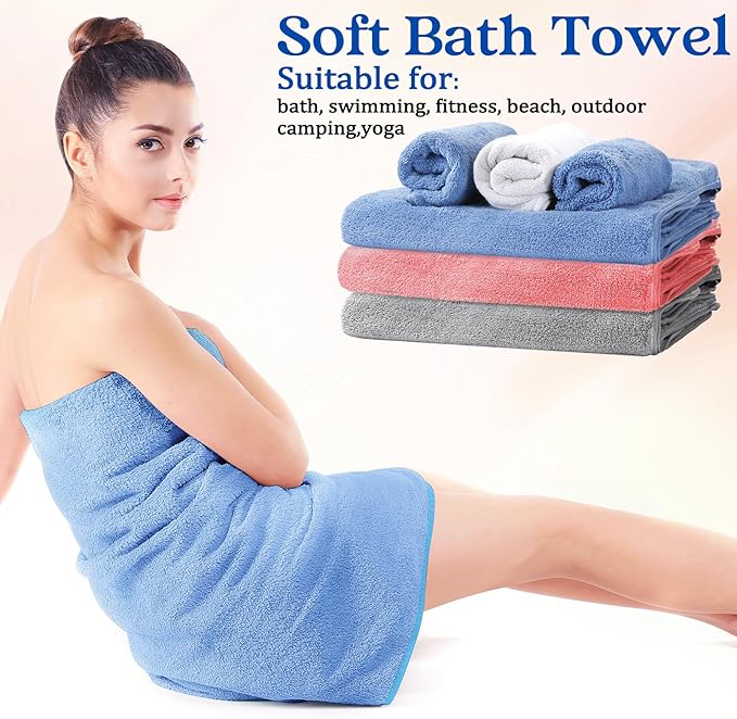 18 Pcs Microfiber Bath Towel Set 6 Bath Towels 6 Hand Towels 6 Washcloths Soft Coral Velvet Highly Absorbent Bathroom Towel for Fitness Sports Yoga Travel(Classic Colors)