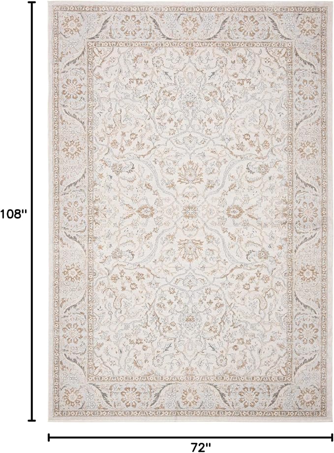 SAFAVIEH Isabella Collection Area Rug - 6' x 9', Cream & Beige, Oriental Design, Non-Shedding & Easy Care, Ideal for High Traffic Areas in Living Room, Bedroom (ISA912A)
