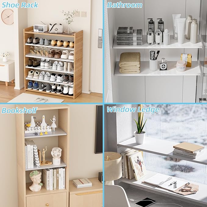 Adjustable Closet Shelves Organizers,1 Pack Expandable for Cabinet Rack Storage Wardrobe Tension Shelving for Pantry Cupboard Kitchen (White,W:11.8" D x 17"-31" W,1-PCS)