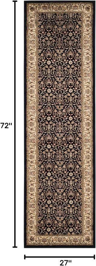 SAFAVIEH Lyndhurst Collection Runner Rug - 2'3" x 6', Black & Ivory, Traditional Oriental Design, Non-Shedding & Easy Care, Ideal for High Traffic Areas in Living Room, Bedroom (LNH316B)