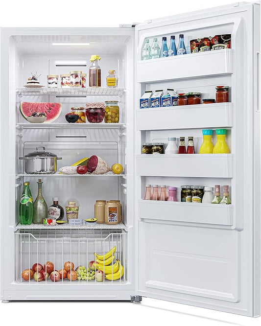 KoolMore Upright Freezer/Refrigerator Convertible, 2-in-1 Appliance, Home, Dorm, and Garage Ready Fridge/Freezer Storage for Fresh or Frozen Food and Drinks, Wire Shelves and Drawer [White] (RUF-17C)