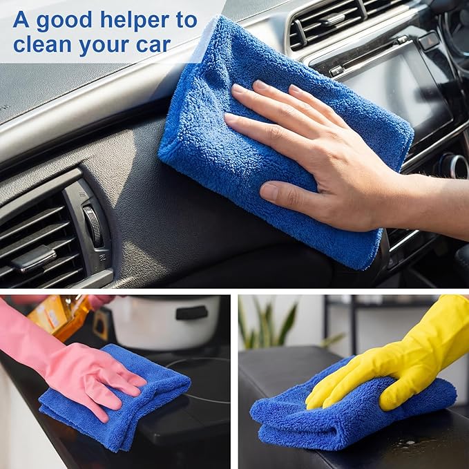 Shimeyao 30 Pcs 12 x 16 Inch Edgeless Microfiber Plush Towels for Cars Detailing Drying Wash Polishing Absorbent Cleaning Cloths, 500 GSM