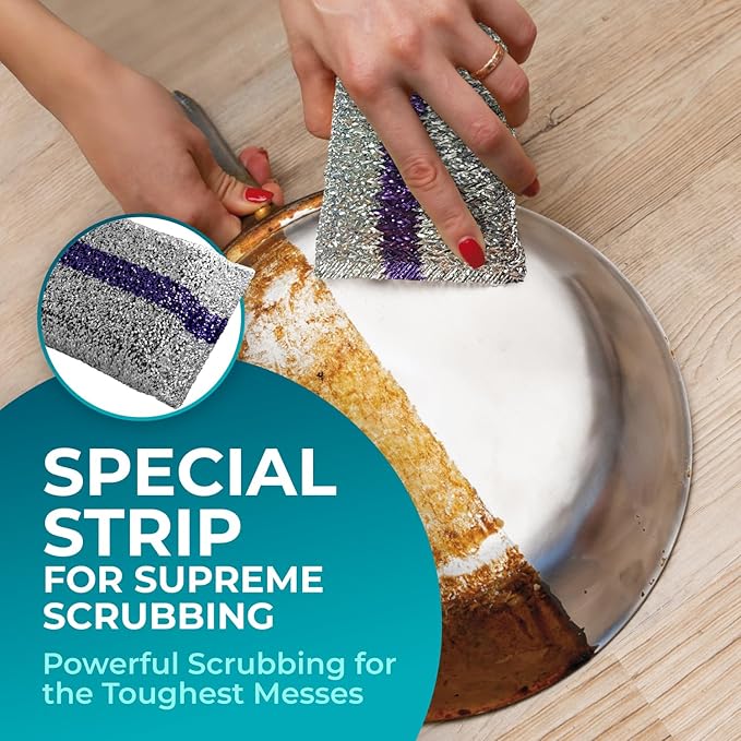 HELOMOR 12 Pack Dish Wash Sponges for Kitchen, Heavy Duty Non Scratch Dish Sponge, Wire Scrub Sponges for Cleaning Cookware, Glass, Countertops, Pans, Pots with Special Scrubbing Strip