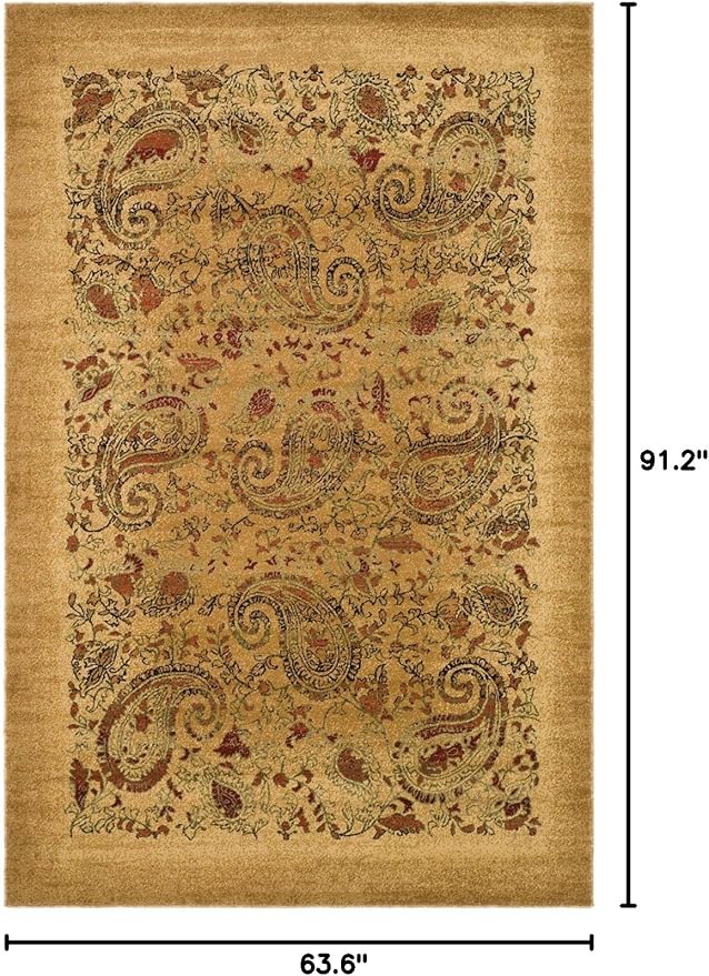 SAFAVIEH Lyndhurst Collection Area Rug - 5'3" x 7'6", Beige & Multi, Traditional Paisley Design, Non-Shedding & Easy Care, Ideal for High Traffic Areas in Living Room, Bedroom (LNH224A)