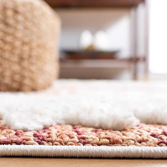 SAFAVIEH Moroccan Tassel Shag Collection Area Rug - 9' x 12', Orange & Ivory, Boho Design, Non-Shedding & Easy Care, 2-inch Thick Ideal for High Traffic Areas in Living Room, Bedroom (MTS652P)