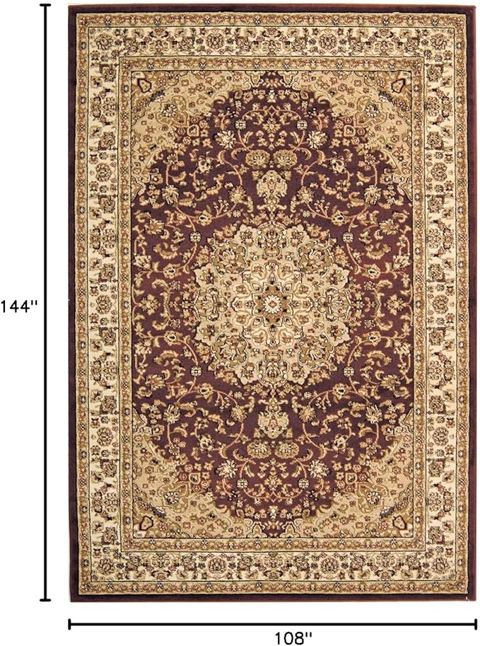 SAFAVIEH Lyndhurst Collection Area Rug - 9' x 12', Red & Ivory, Traditional Oriental Medallion Design, Non-Shedding & Easy Care, Ideal for High Traffic Areas in Living Room, Bedroom (LNH222B)