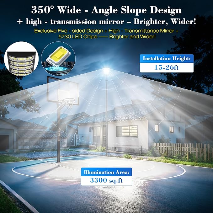 Solar Street Light Outdoor, 10000W Solar Lights Outdoor Waterproof with Motion Sensor, IP66 Solar Flood Lights for Yard, Pathway, Parking Lot - 350° Wide Angle & Remote Control Included (2 PACK)