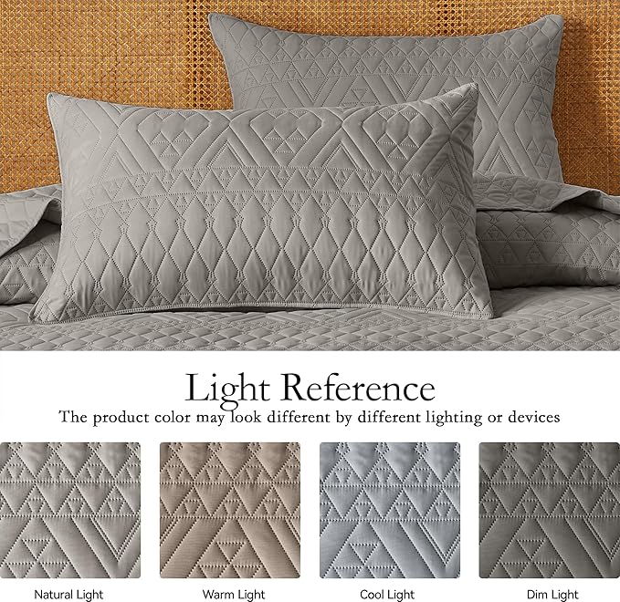akkialla Twin Size Quilt Bedding Set,Dark Grey Lightweight Microfiber Soft Bedspreads,Modern Style Geoetric Pattern Coverlet Set for All Seasons,2 Piece(1 Quilt,1Pillow Sham)