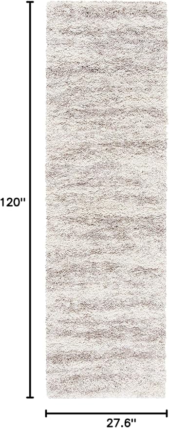 SAFAVIEH Hudson Shag Collection Runner Rug - 2'3" x 10', Ivory & Beige, Modern Design, Non-Shedding & Easy Care, 2-inch Thick Ideal for High Traffic Areas in Living Room, Bedroom (SGH206B)